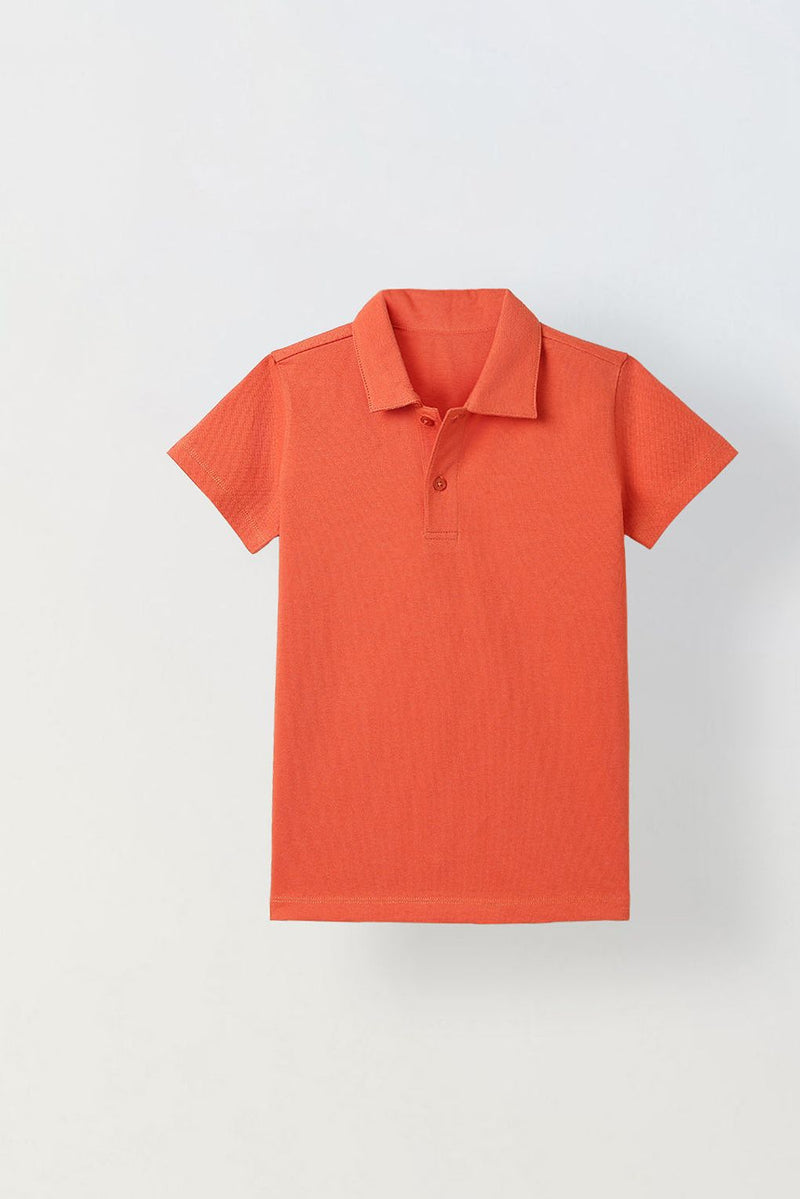 Spunkies Red Girls Solid Peter Pan Collar Short Sleeves Polo T-Shirt