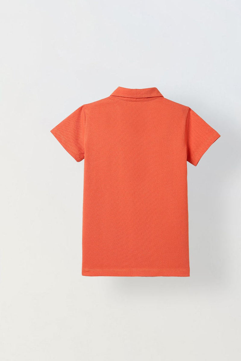 Spunkies Red Girls Solid Peter Pan Collar Short Sleeves Polo T-Shirt