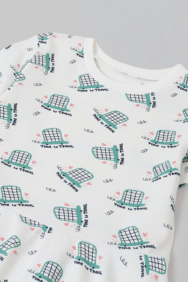 Spunkies Girls White Cotton Short Sleeve Tops