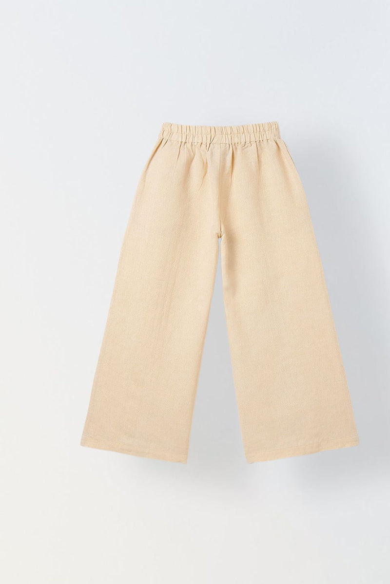 Spunkies Girls Beige Lace Detailed Elasticated Waist Trousers