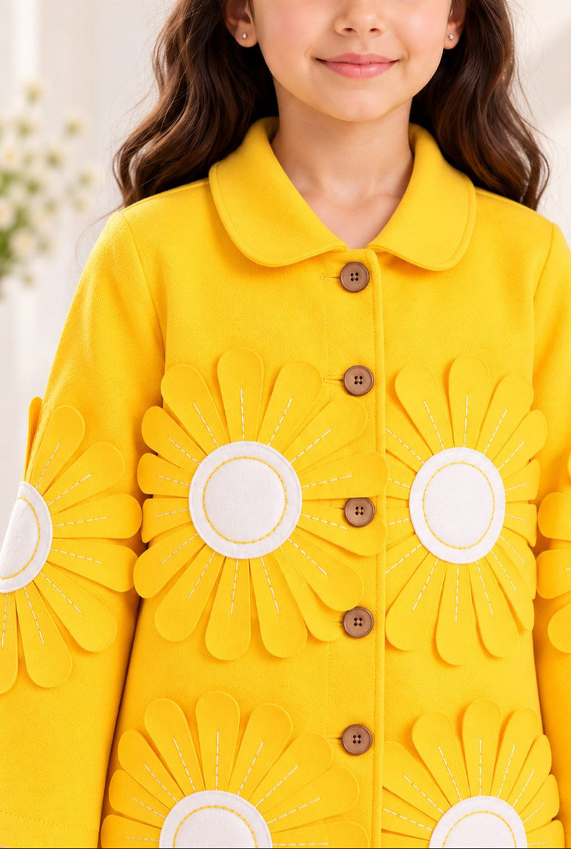Spunkies Yellow Sunflower Embellished Jacket