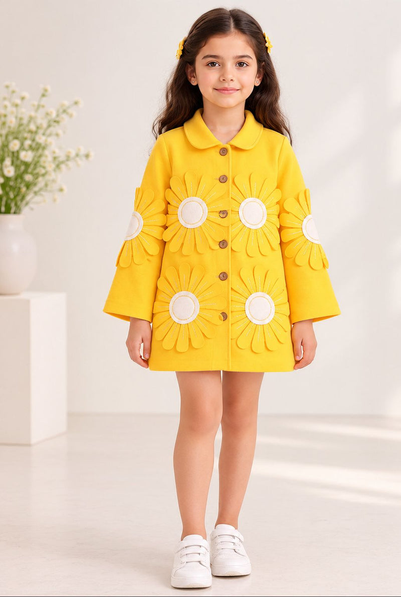 Spunkies Yellow Sunflower Embellished Jacket