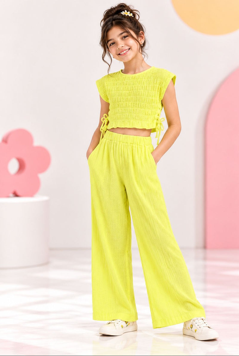 Spunkies Yellow Gauze Wide Leg Co-ord Set
