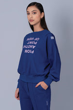 Blue Point of View Oversized Sweatshirt