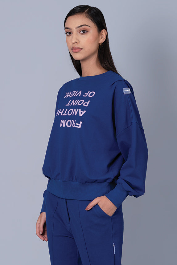 Blue Point of View Oversized Sweatshirt