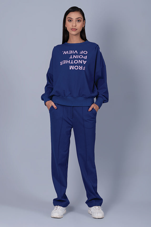 Blue Point of View Oversized Sweatshirt