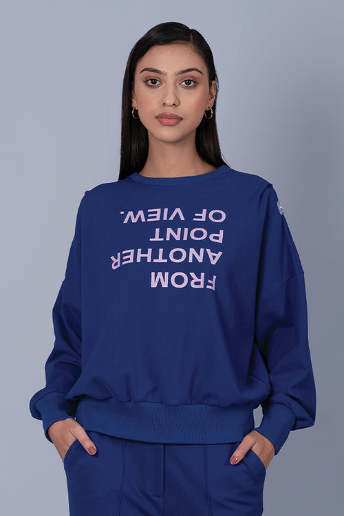 Blue Point of View Oversized Sweatshirt