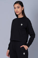Eye Candy Black Crop Sweatshirt