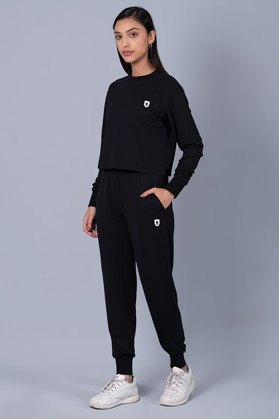 Eye Candy Black Crop Sweatshirt