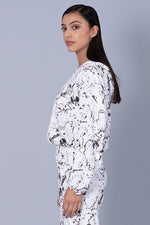 White Marble Print Cool Off Hoodie
