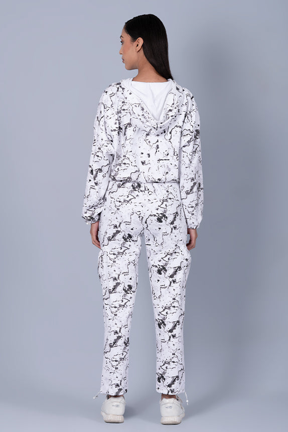 White Marble Print Cool Off Hoodie