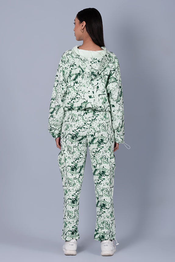 Green Marble Print Cool Off Hoodie