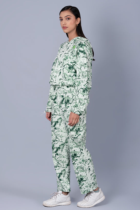 Green Marble Print Cool Off Hoodie