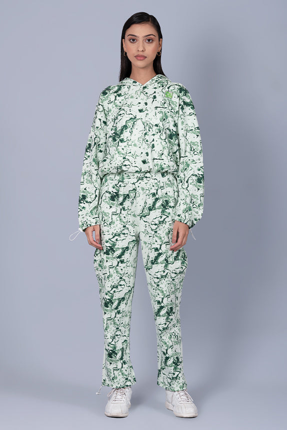 Green Marble Print Cool Off Hoodie