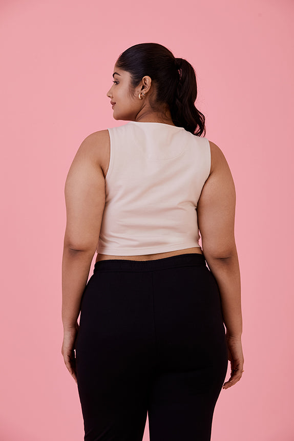 Cool Off Crop Tank Beige
