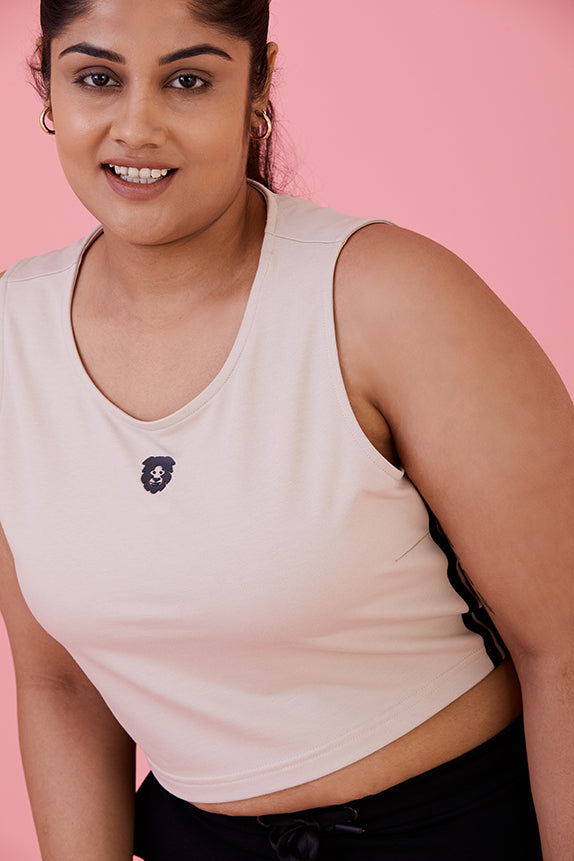 Cool Off Crop Tank Beige