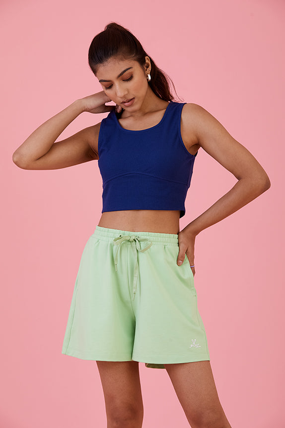 Joyful Bloom Crop Top Atlantic Blue