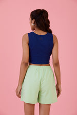 Joyful Bloom Crop Top Atlantic Blue