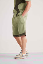 Crazed Panelled Shorts - Fair Green