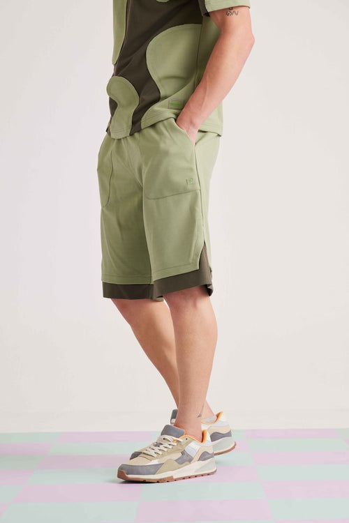 Crazed Panelled Shorts - Fair Green