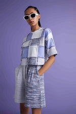 Piecing Hot Shorts - Blue and White