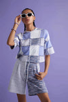 Tetris Effect Co-ord Set - Blue and White