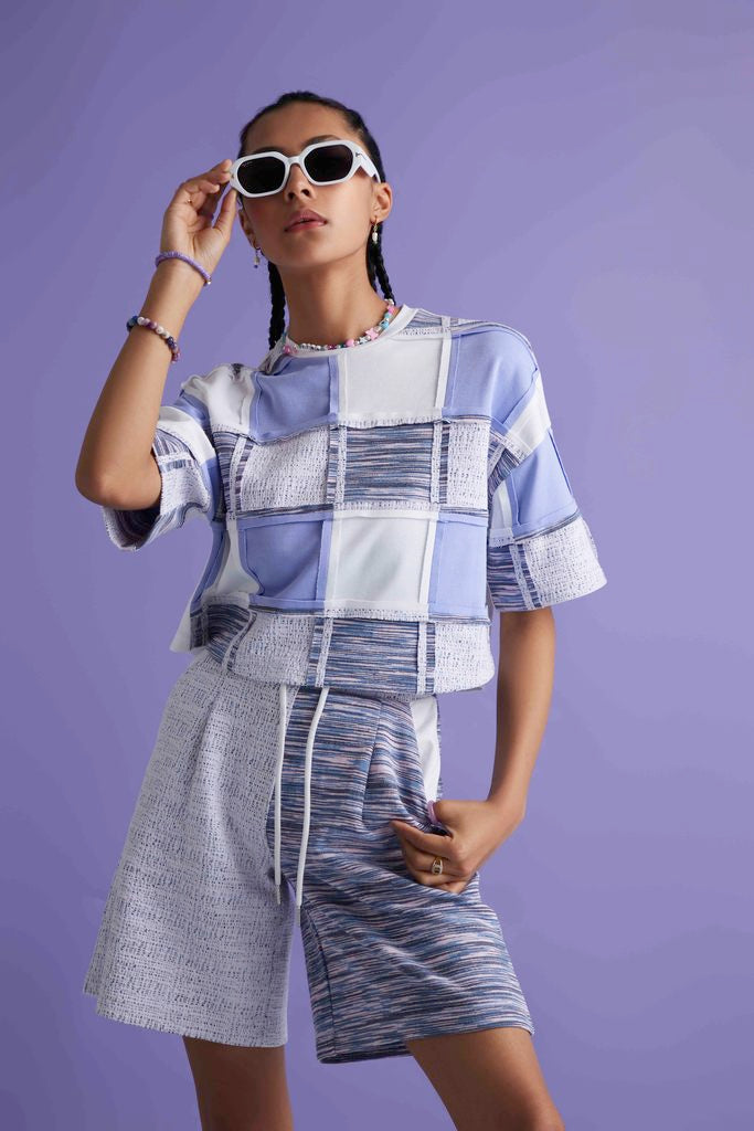 Tetris Effect Co-ord Set - Blue and White