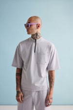 Dapper Zip-up Tee - Digital Mist