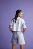 Piecing Hot Shorts - Blue and White