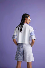 Piecing Hot Shorts - Blue and White