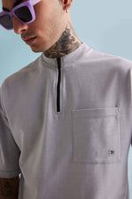 Dapper Zip-up Tee - Digital Mist