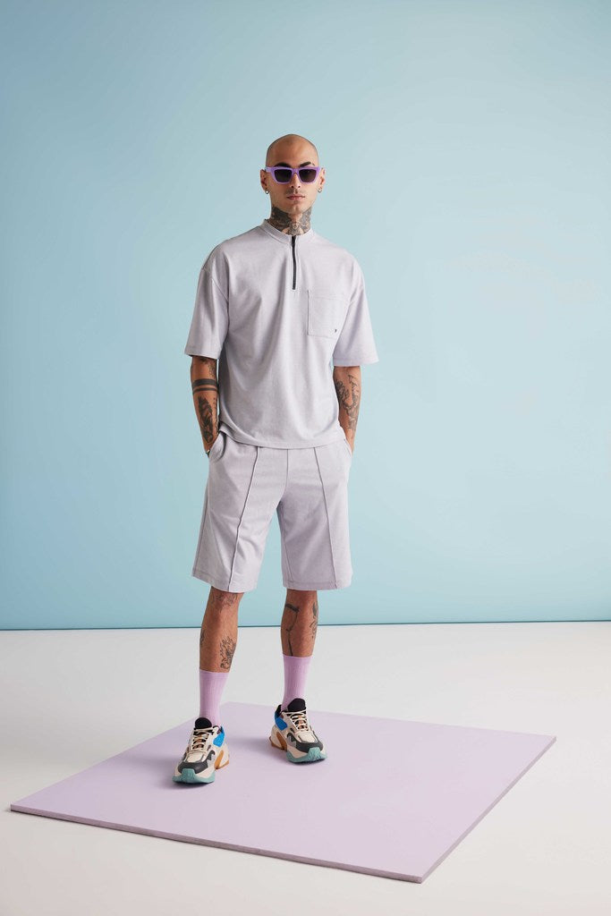 Dapper Zip-up Tee - Digital Mist
