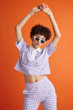 Vibe In Check Shirt - Lavender