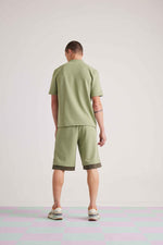 Crazed Panelled Shorts - Fair Green