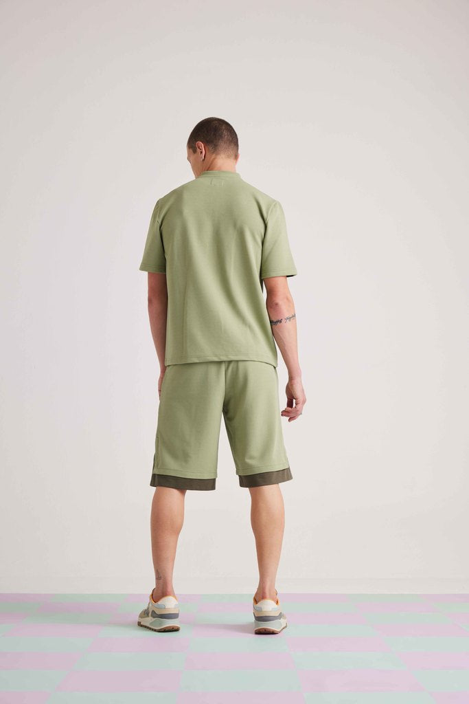 Crazed Panelled Shorts - Fair Green