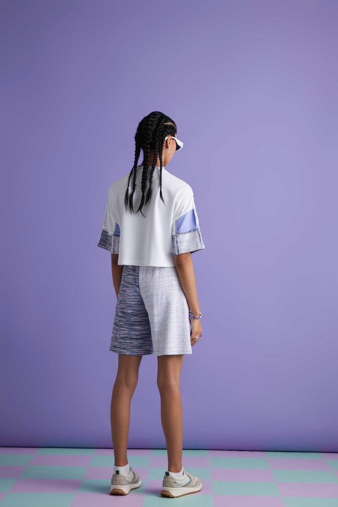 Piecing Hot Shorts - Blue and White