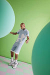 Go- Crazy Cut Tee-Sky Blue/ White