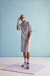 Dapper Zip-up Tee - Digital Mist