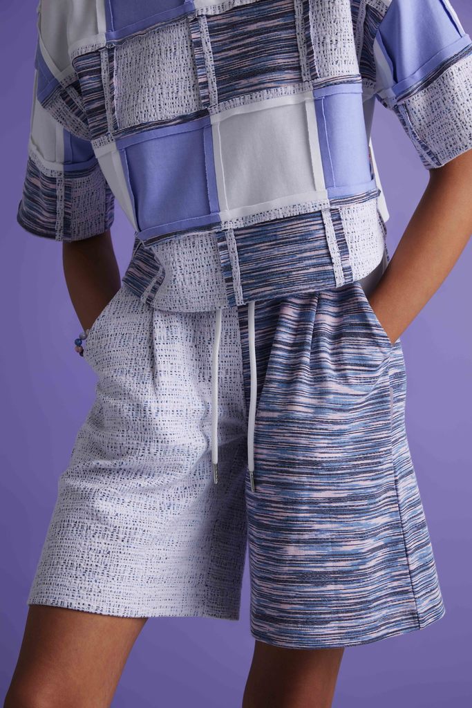 Piecing Hot Shorts - Blue and White