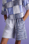 Piecing Hot Shorts - Blue and White