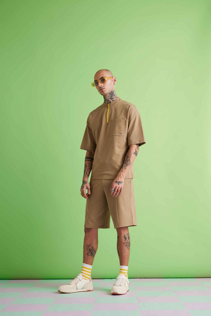 Dapper Zip-up Co-ord Set - Sand