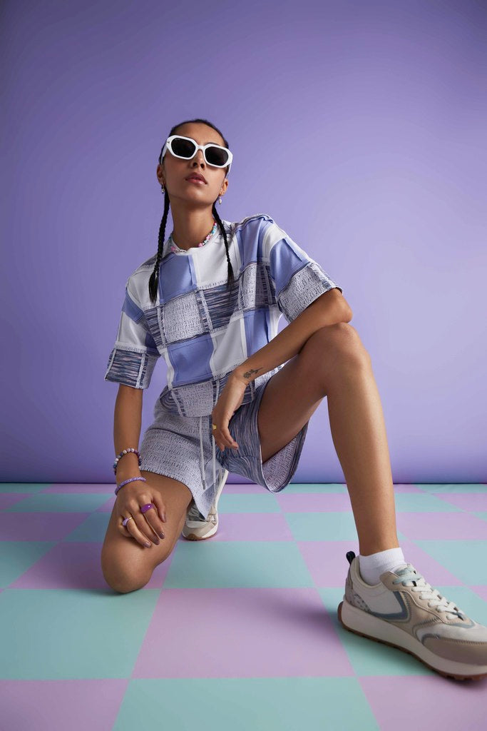 Tetris Effect Co-ord Set - Blue and White